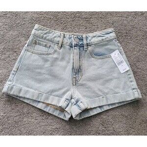 Pacsun Mom Short Denim Blue Light Wash Cuffed Size 22 NWT